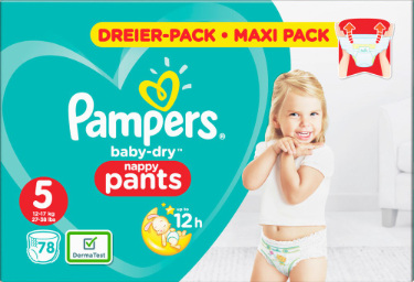 Pampers - Baby-Dry Pants junior - Maxi Pack mit 78 Windelpants - Größe 5
